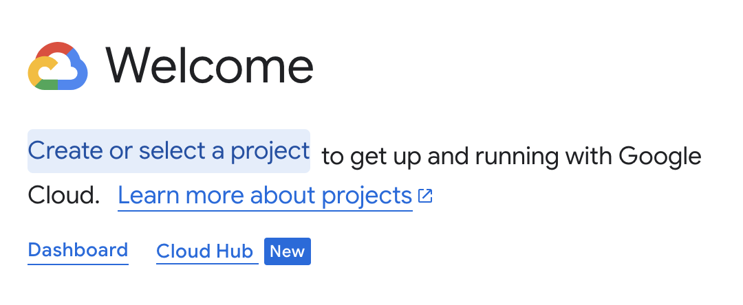 Google Cloud Console - Create or select project