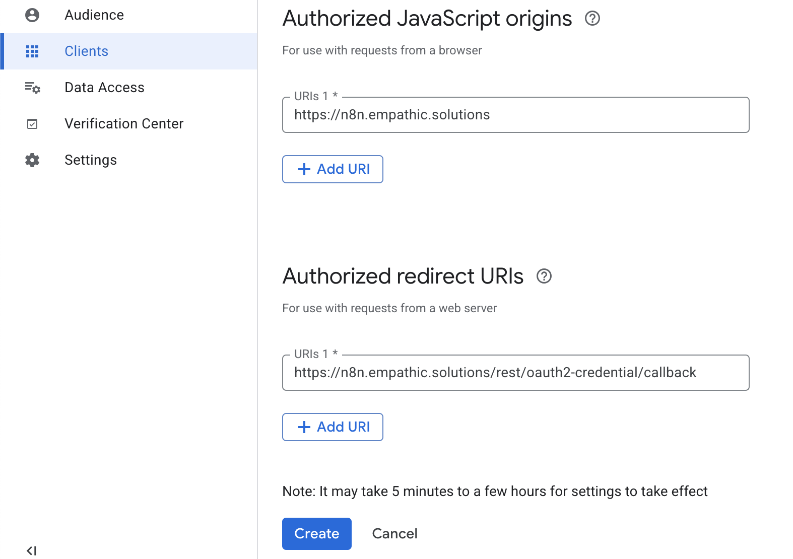 Google Cloud Console - Set up authorized JavaScript URLs