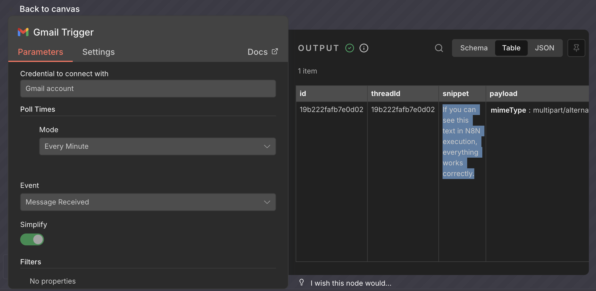 N8N - Check email text